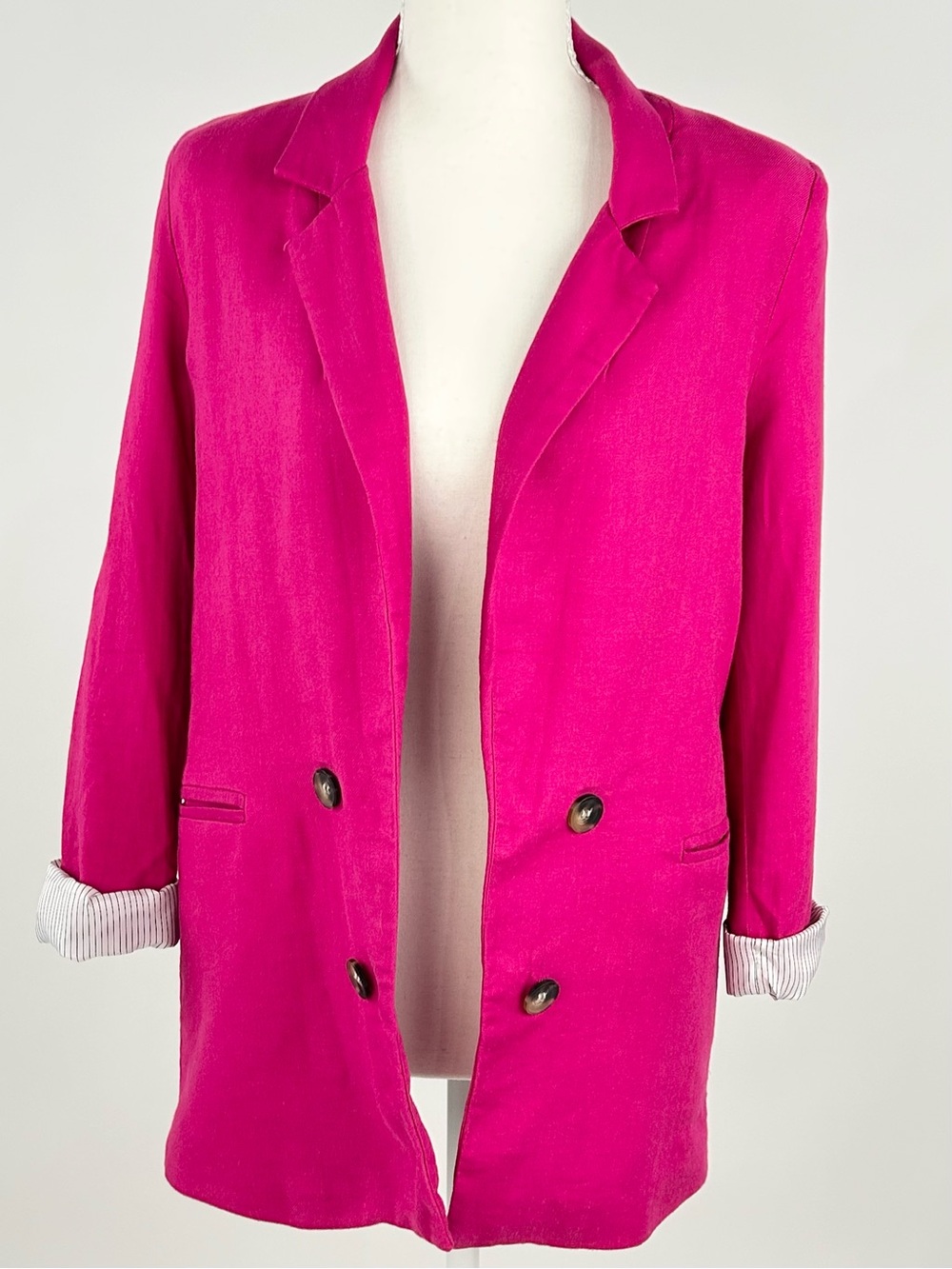 Jules & Leopold Hot Pink Linen Blend Double Breasted Blazer Women’s XS Petite